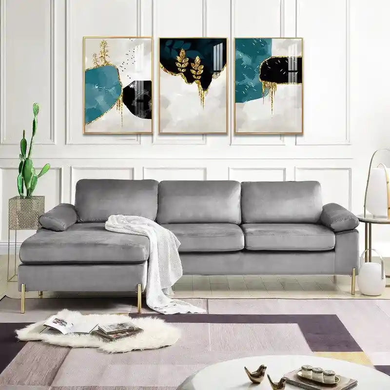 Modernes Glam L-förmiges Samt-Ecksofa-Set Sofa-Couch für das Wohnzimmer