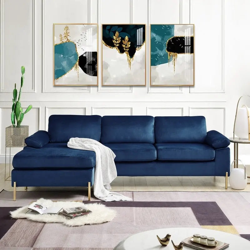 Modernes Glam L-förmiges Samt-Ecksofa-Set Sofa-Couch für das Wohnzimmer