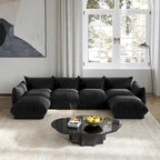 130 U-förmiges Sektionalsofa, minimalistisches Chenille-Modulsofa, 6-Sitzer mit wendbarer Chaiselongue und Ottomane