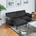 L-förmiges Samt-Ecksofa, umwandelbares Futon-Schlafsofa mit geteiltem Rückenlehnen-Design, Recamiere für kompaktes Wohnen – 2-Personen