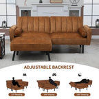 L-förmiges Samt-Ecksofa, umwandelbares Futon-Schlafsofa mit geteiltem Rückenlehnen-Design, Recamiere für kompaktes Wohnen – 2-Personen