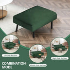 L-förmiges Samt-Ecksofa, umwandelbares Futon-Schlafsofa mit geteiltem Rückenlehnen-Design, Recamiere für kompaktes Wohnen – 2-Personen