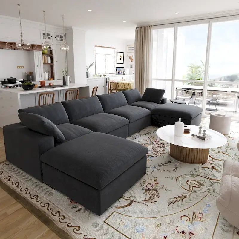 156 Cabrio Modulare Sektionalsofa, Modernes U-förmiges minimalistisches Sofas mit Kissen
