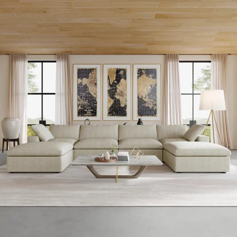 156 Cabrio Modulare Sektionalsofa, Modernes U-förmiges minimalistisches Sofas mit Kissen