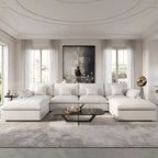 156 Convertible Modular Sectional Sofa Couch, Modern U Shape Minimalism Sofas Couches with Pillows