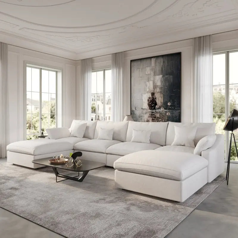 156 Cabrio Modulare Sektionalsofa, Modernes U-förmiges minimalistisches Sofas mit Kissen