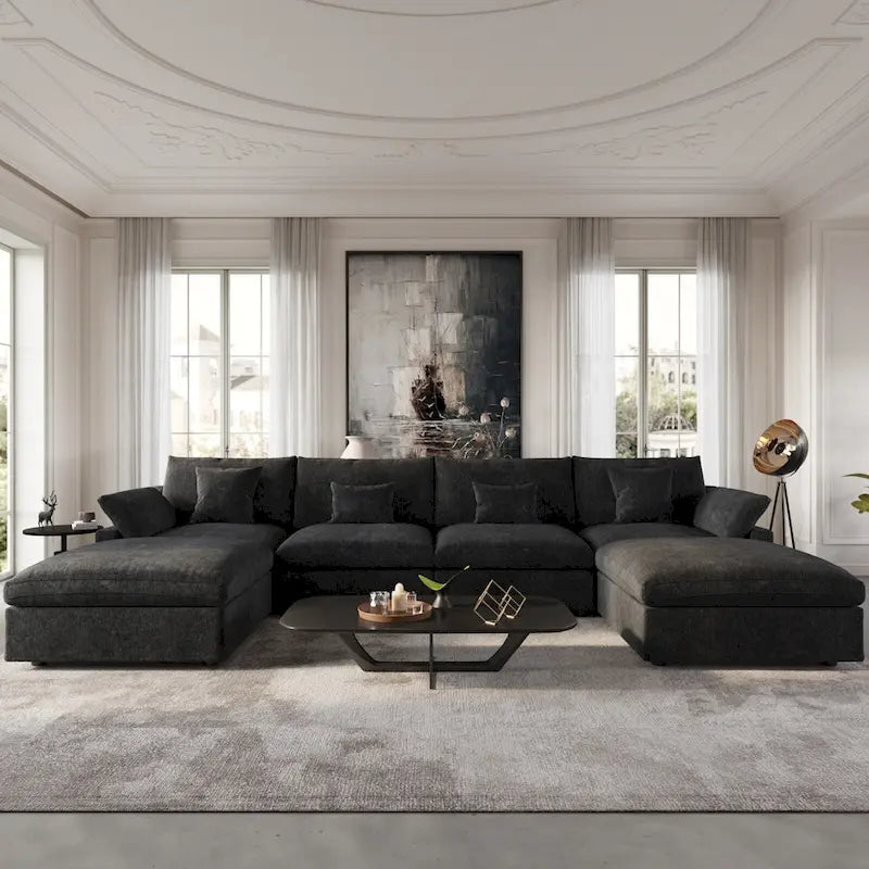 156 Cabrio Modulare Sektionalsofa, Modernes U-förmiges minimalistisches Sofas mit Kissen