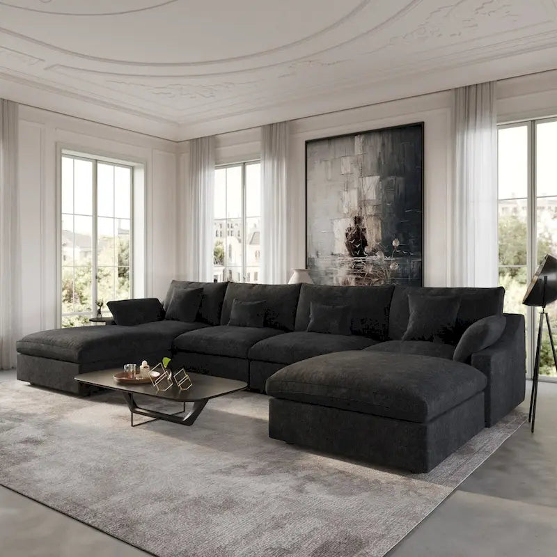 156 Cabrio Modulare Sektionalsofa, Modernes U-förmiges minimalistisches Sofas mit Kissen
