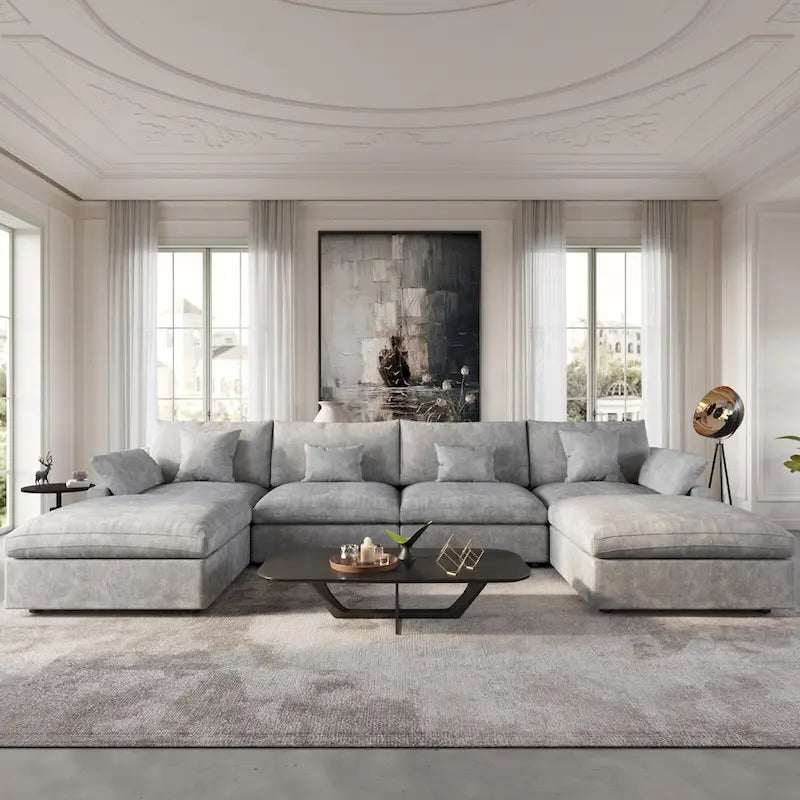 156 Cabrio Modulare Sektionalsofa, Modernes U-förmiges minimalistisches Sofas mit Kissen