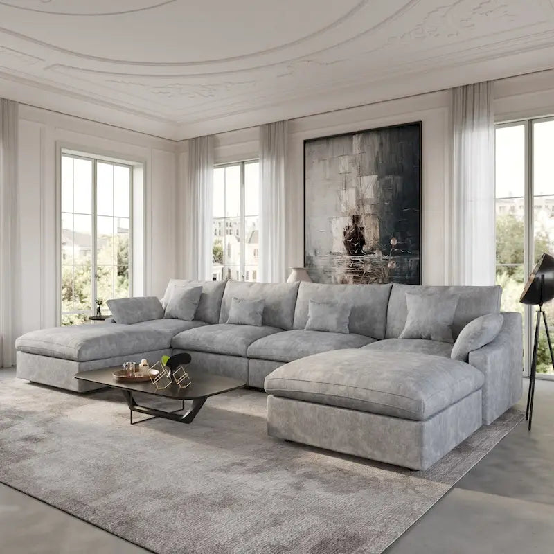 156 Cabrio Modulare Sektionalsofa, Modernes U-förmiges minimalistisches Sofas mit Kissen