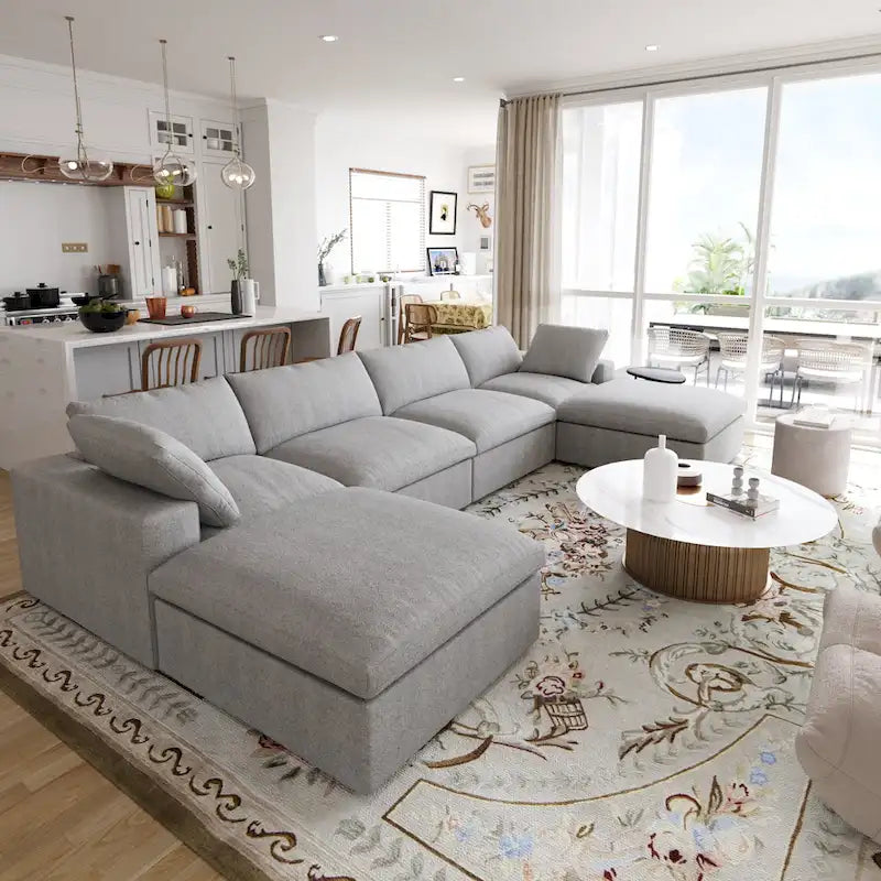 156 Cabrio Modulare Sektionalsofa, Modernes U-förmiges minimalistisches Sofas mit Kissen