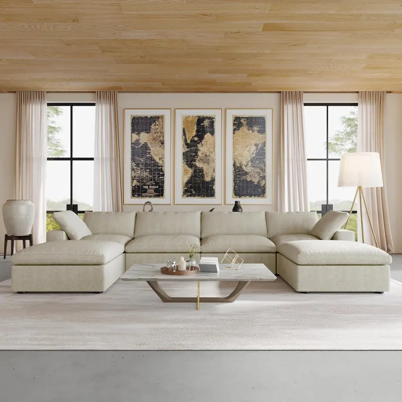 156 Cabrio Modulare Sektionalsofa, Modernes U-förmiges minimalistisches Sofas mit Kissen