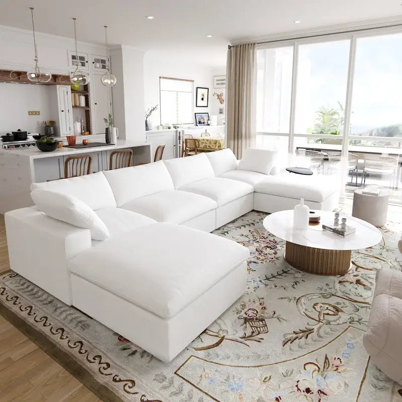 156 Cabrio Modulare Sektionalsofa, Modernes U-förmiges minimalistisches Sofas mit Kissen