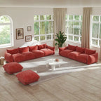 Modernes modulares Ecksofa mit Chenille-Stoffbezug für das Wohnzimmer-Set mit 2 Hockern