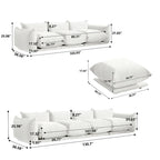 Modernes modulares Ecksofa mit Chenille-Stoffbezug für das Wohnzimmer-Set mit 2 Hockern