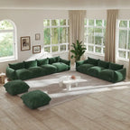 Modernes modulares Ecksofa mit Chenille-Stoffbezug für das Wohnzimmer-Set mit 2 Hockern