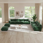 Modernes modulares Ecksofa mit Chenille-Stoffbezug für das Wohnzimmer-Set mit 2 Hockern