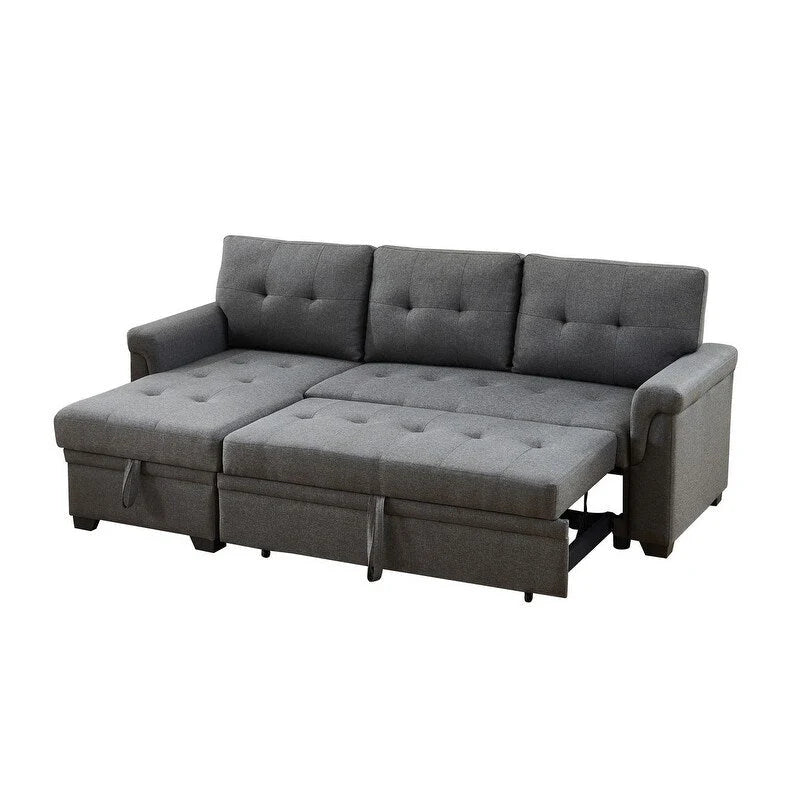Massivholzrahmen, Leinen, wendbares Schlafsofa mit Stauraum-Recamiere