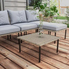 Outsunny 5-teiliges Terrassenmöbel-Set, Outdoor-Gesprächsgruppe mit L-förmigem Sofa, Kissen, für Garten, Rasen und Pool