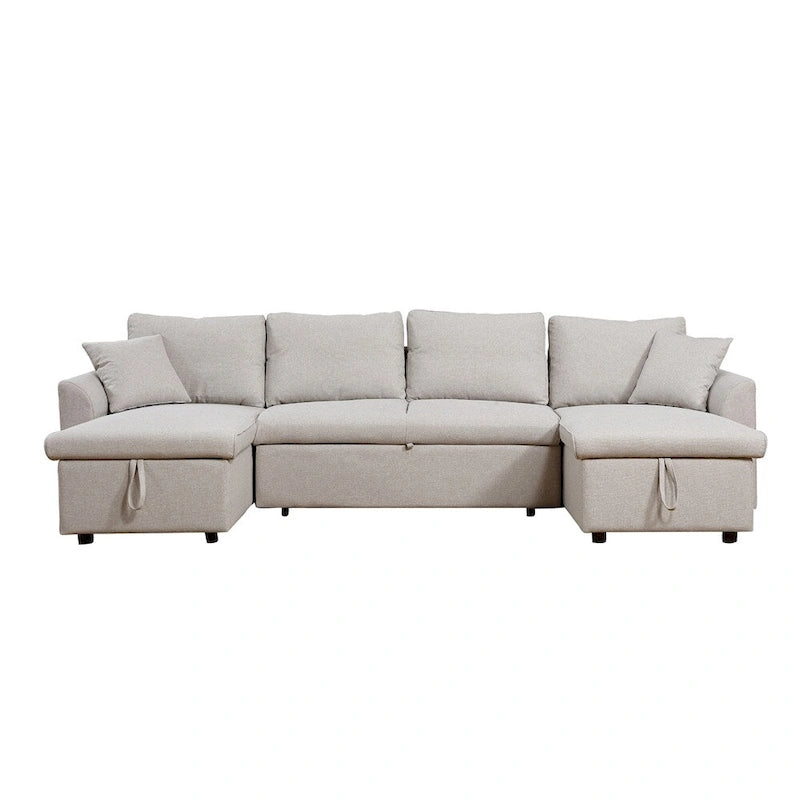 U-förmiges Ausziehsofa mit zwei Stauräumen