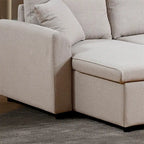 U-förmiges Ausziehsofa mit zwei Stauräumen