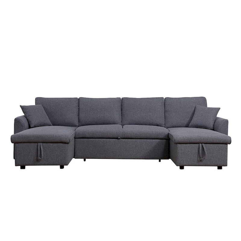 U-förmiges Ausziehsofa mit zwei Stauräumen