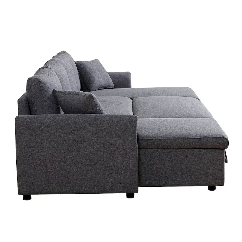 U-förmiges Ausziehsofa mit zwei Stauräumen