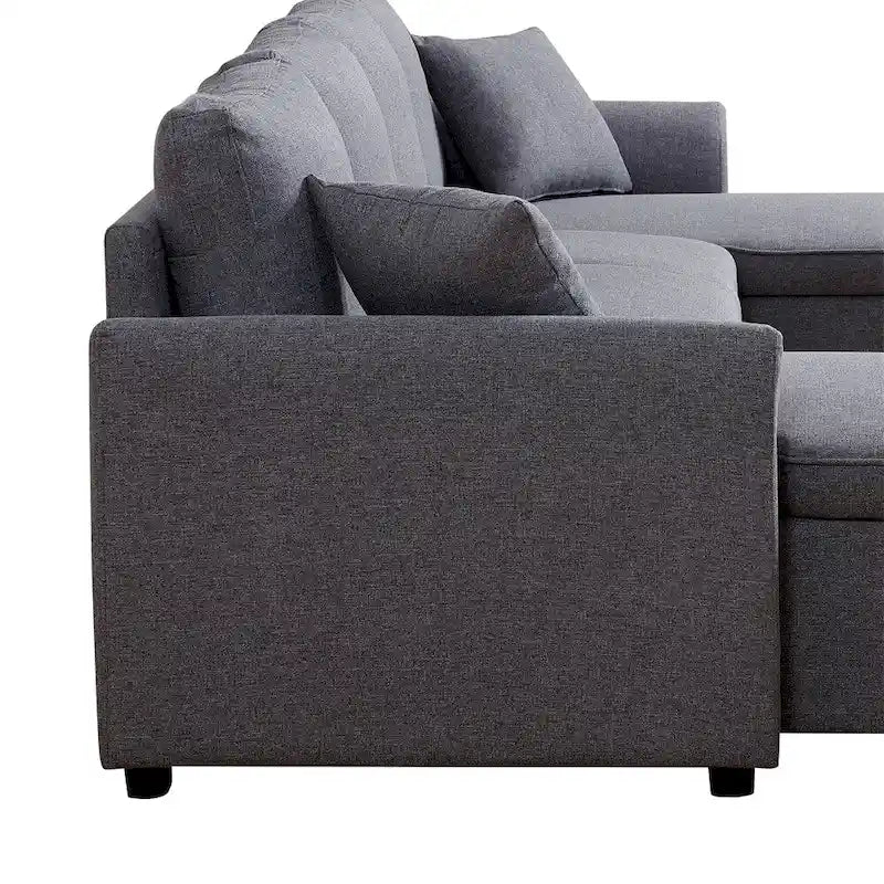 U-förmiges Ausziehsofa mit zwei Stauräumen