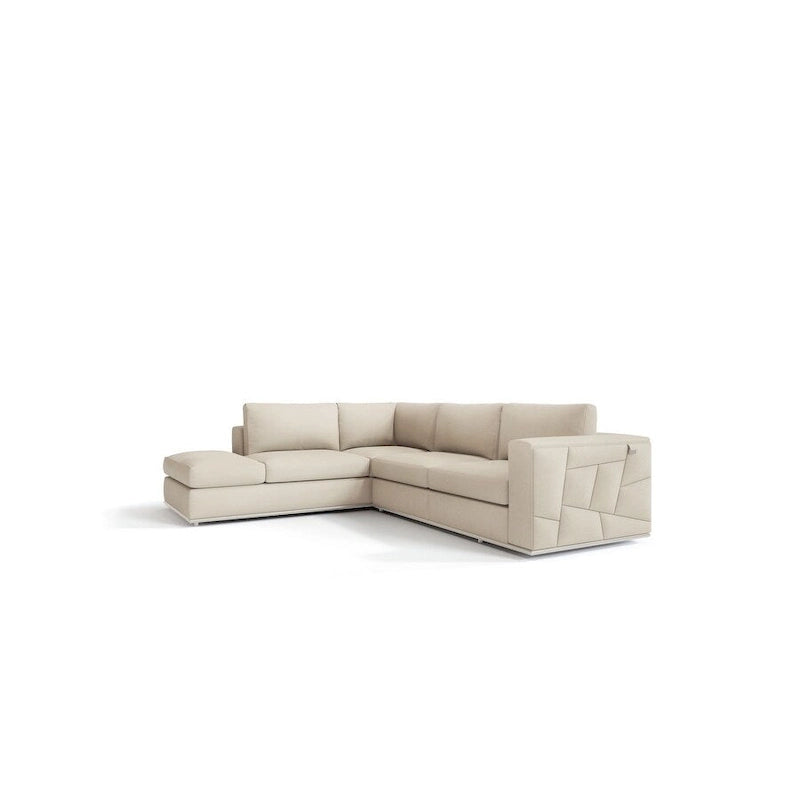 HomeRoots Beiges italienisches Leder, Liegefunktion, L-förmiges, zweiteiliges Ecksofa – 117