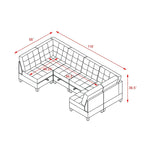 Graues Chenille 6-teiliges modulares Sektionssofa mit verstecktem Stauraum