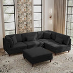 Corduroy Modulares Ecksofa, 5-teilig, mit Ottomane