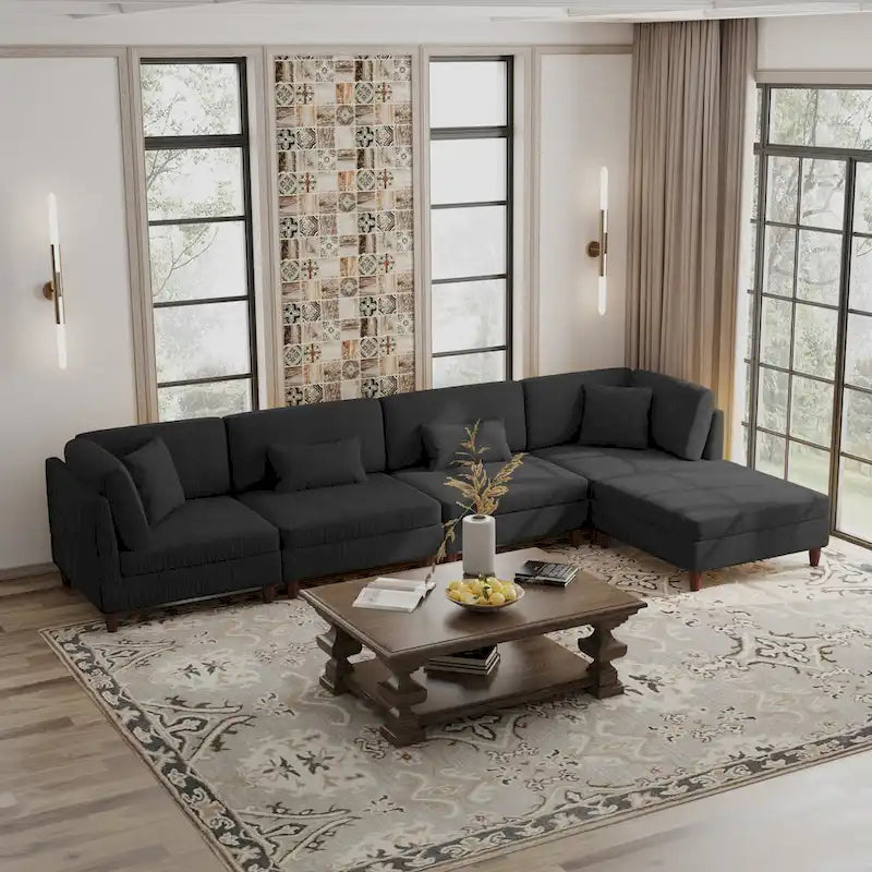 Corduroy Modulares Ecksofa, 5-teilig, mit Ottomane