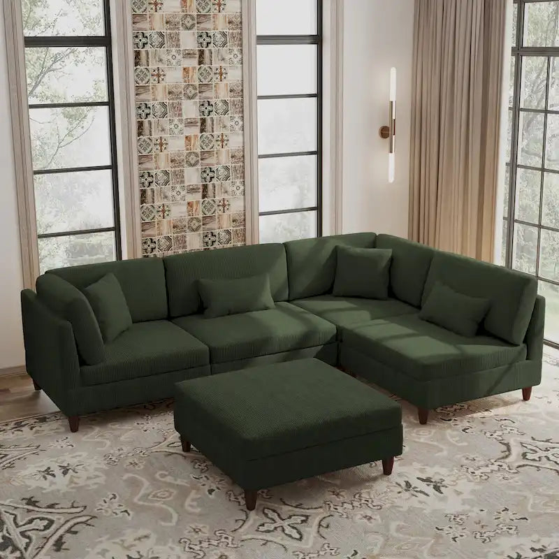 Corduroy Modulares Ecksofa, 5-teilig, mit Ottomane