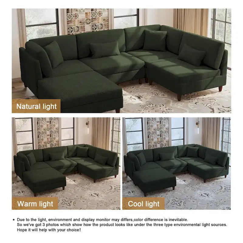 Corduroy Modulares Ecksofa, 5-teilig, mit Ottomane