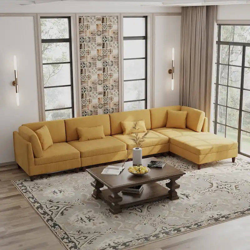 Corduroy Modulares Ecksofa, 5-teilig, mit Ottomane