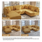Corduroy Modulares Ecksofa, 5-teilig, mit Ottomane