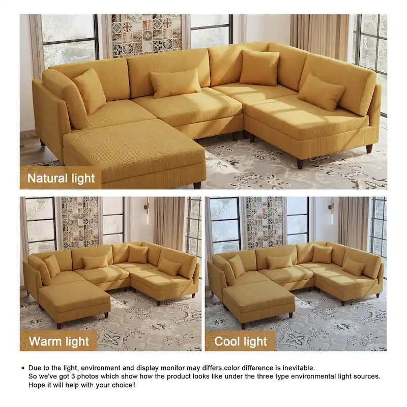 Corduroy Modulares Ecksofa, 5-teilig, mit Ottomane