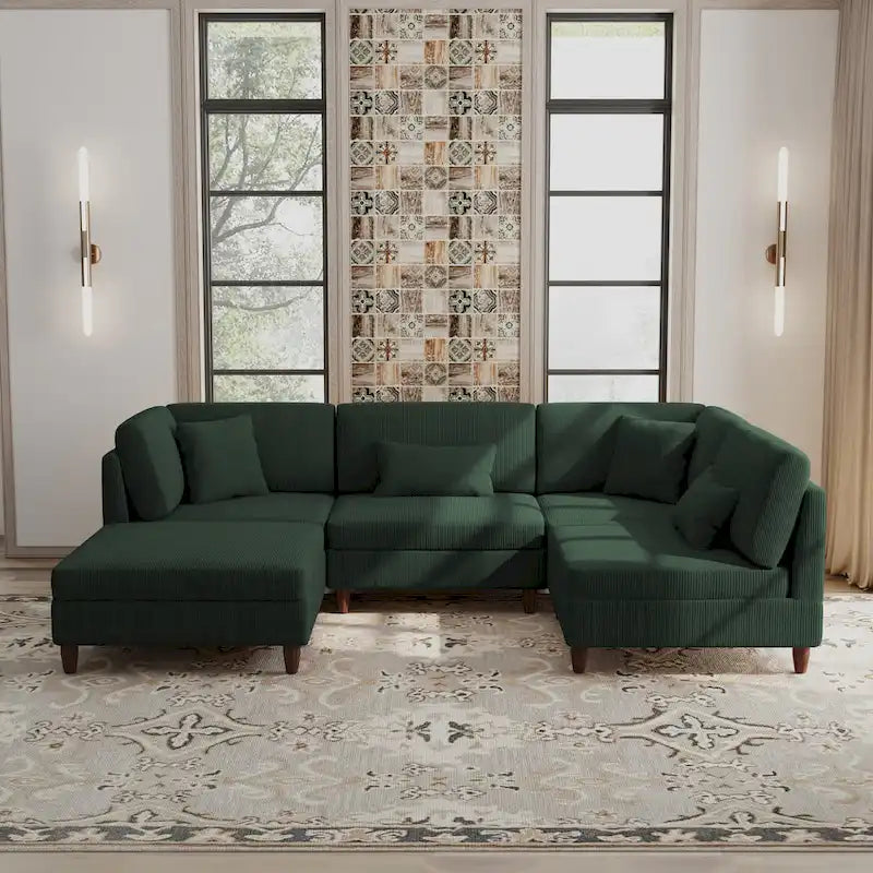 Corduroy Modulares Ecksofa, 5-teilig, mit Ottomane