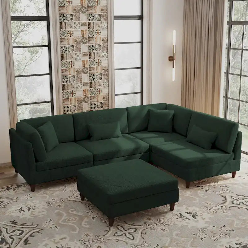 Corduroy Modulares Ecksofa, 5-teilig, mit Ottomane