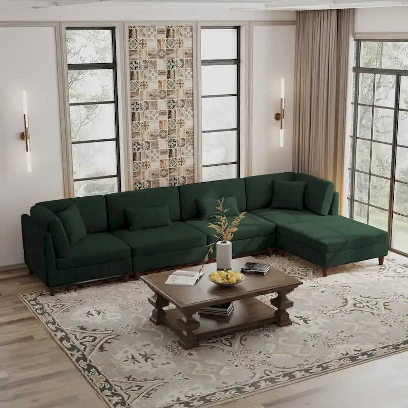 Corduroy Modulares Ecksofa, 5-teilig, mit Ottomane