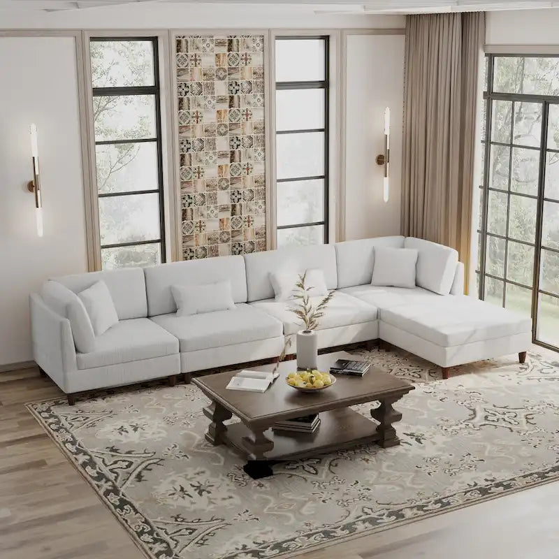 Corduroy Modulares Ecksofa, 5-teilig, mit Ottomane
