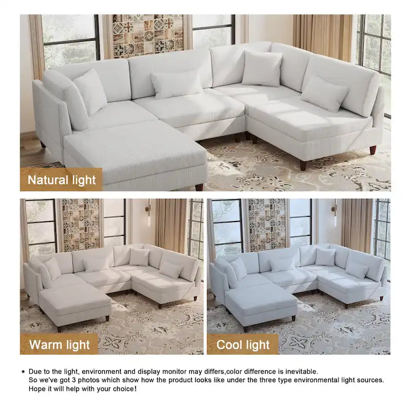 Corduroy Modulares Ecksofa, 5-teilig, mit Ottomane