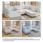 Corduroy Modulares Ecksofa, 5-teilig, mit Ottomane
