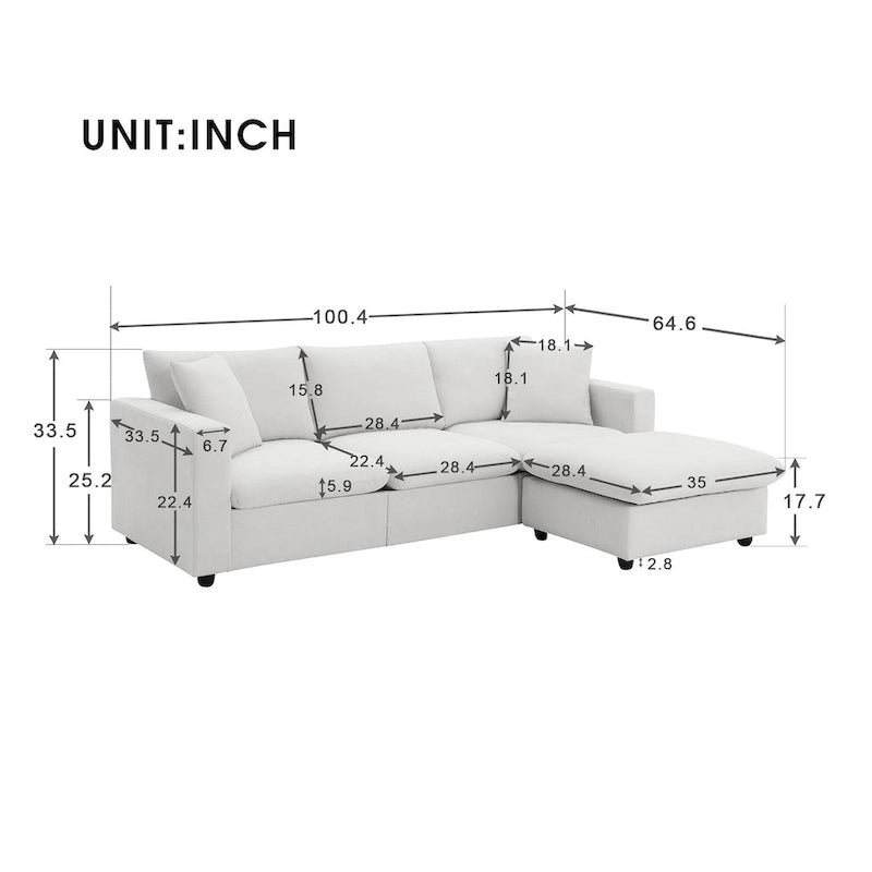 Modernes L-förmiges 4-Sitzer-Sofa-Set mit Ottomane