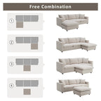 Modernes L-förmiges 4-Sitzer-Sofa-Set mit Ottomane