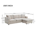 Modernes L-förmiges 4-Sitzer-Sofa-Set mit Ottomane