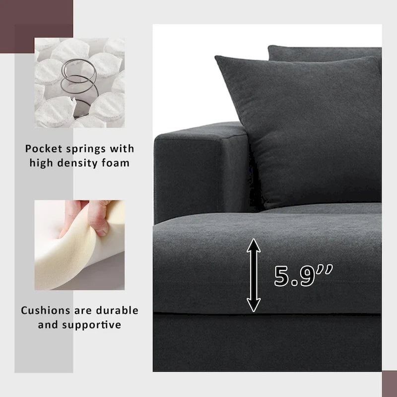 Modernes L-förmiges 4-Sitzer-Sofa-Set mit Ottomane