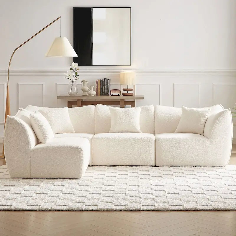 Gemütliches Schlafsofa Konvertierbares Modulares Ecksofa mit tiefen Sitzen 3/4-Sitzer-Sofa