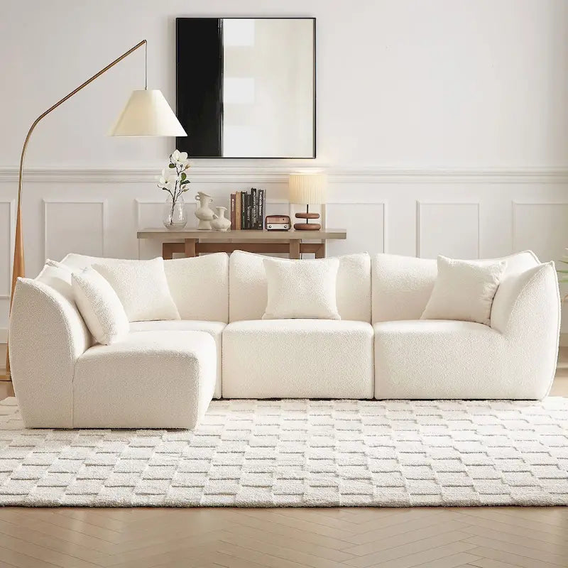 Gemütliches Schlafsofa Konvertierbares Modulares Ecksofa mit tiefen Sitzen 3/4-Sitzer-Sofa