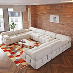 8-piece U-Shape Velvet Fabric Modular Sectional Sofa--138.6